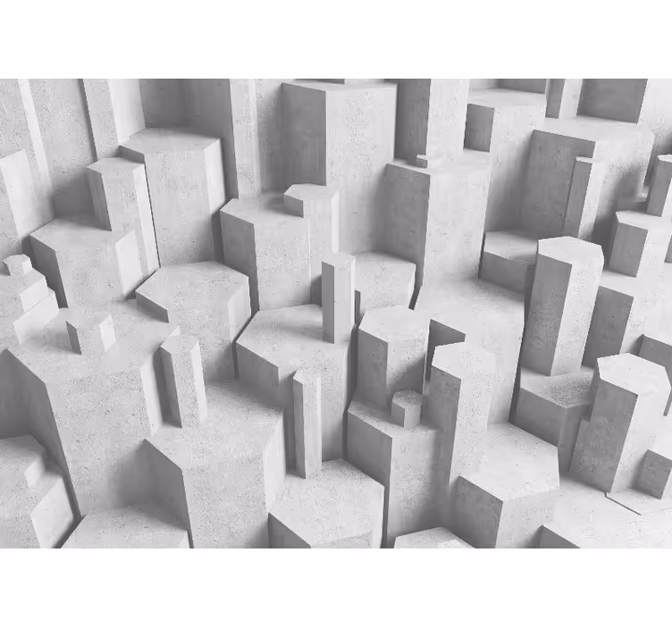 White roller blind 3d concrete geometric shapes - TenStickers