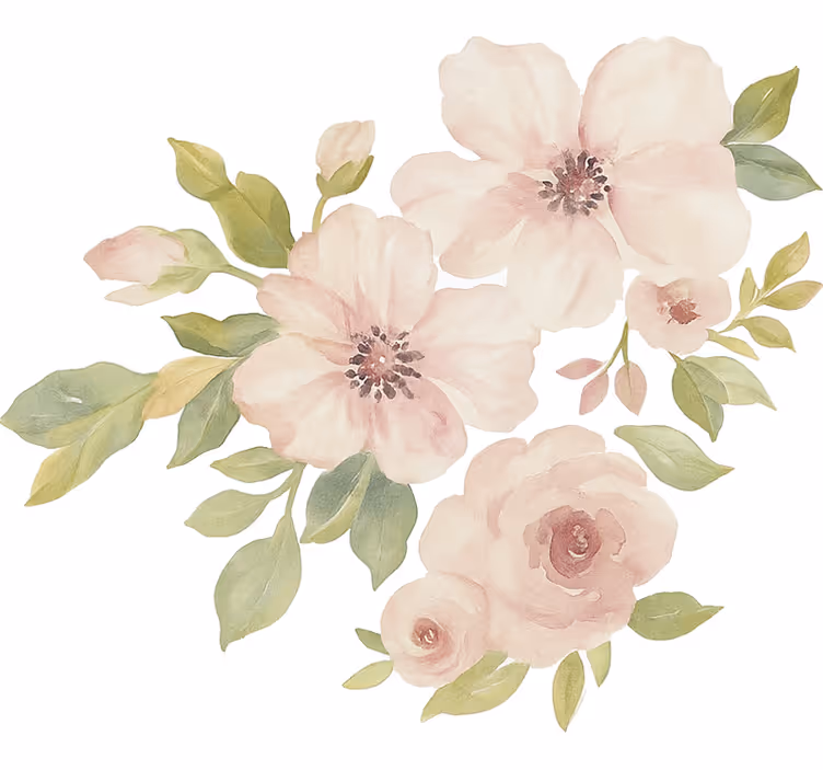 White roller blind magnolia in watercolour - TenStickers