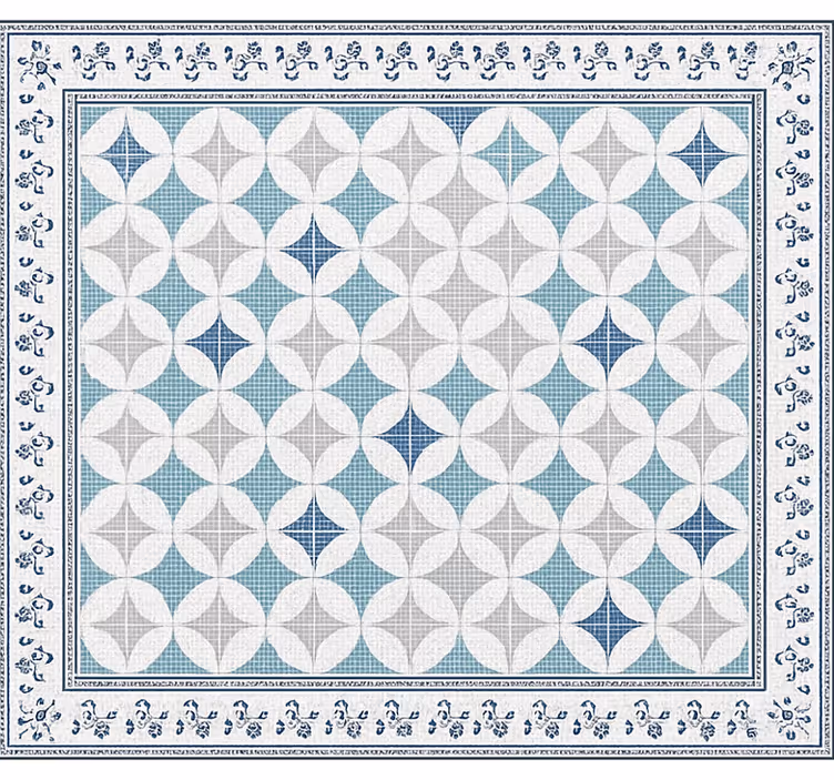 Living room roller blind vintage blue tile design - TenStickers