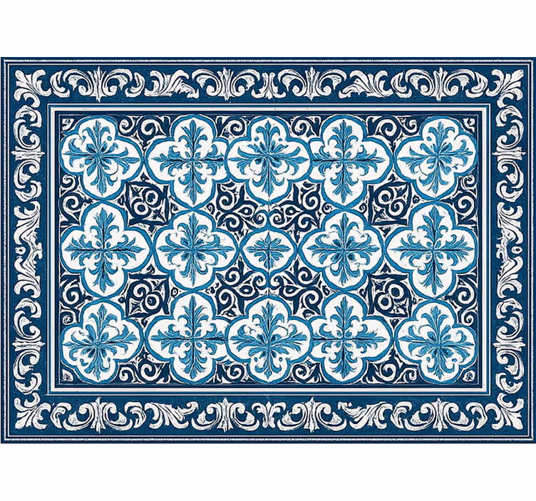 Living room roller blind portuguese blue pattern - TenStickers