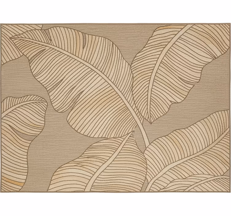 Living room roller blind beige large leaf pattern - TenStickers
