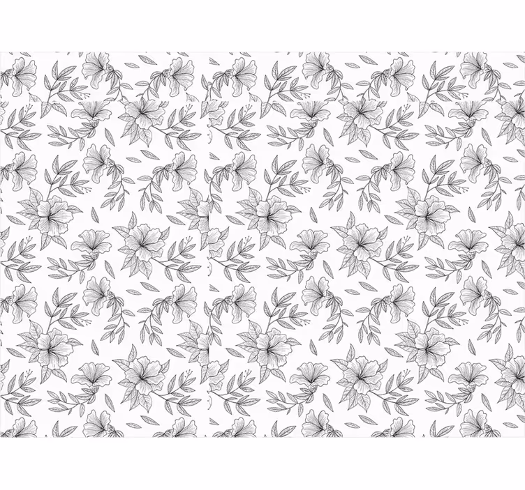 Living room roller blind in black and white floral design - TenStickers
