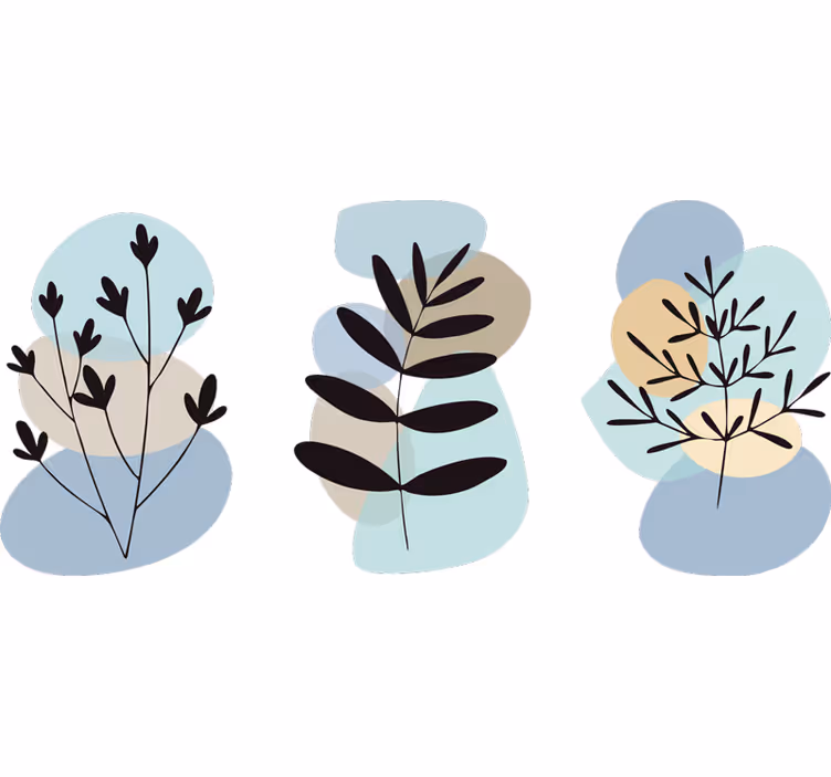 Bedroom roller blind with abstract plants and circles - TenStickers