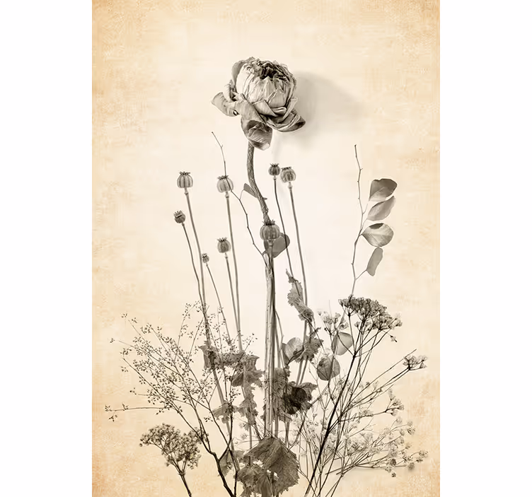 Bedroom roller blind floral bouquet on beige - TenStickers