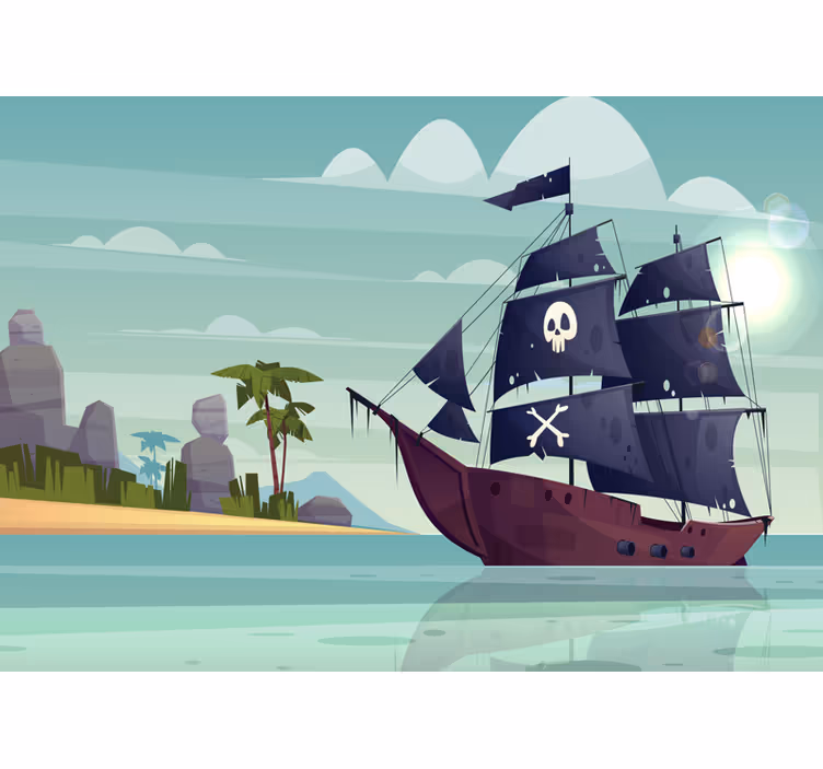 Kids roller blind pirate ship mural - TenStickers