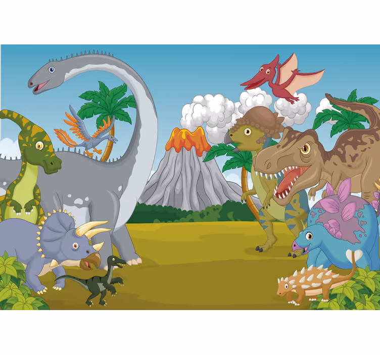 Kids roller blind decorative dinosaur mural - TenStickers