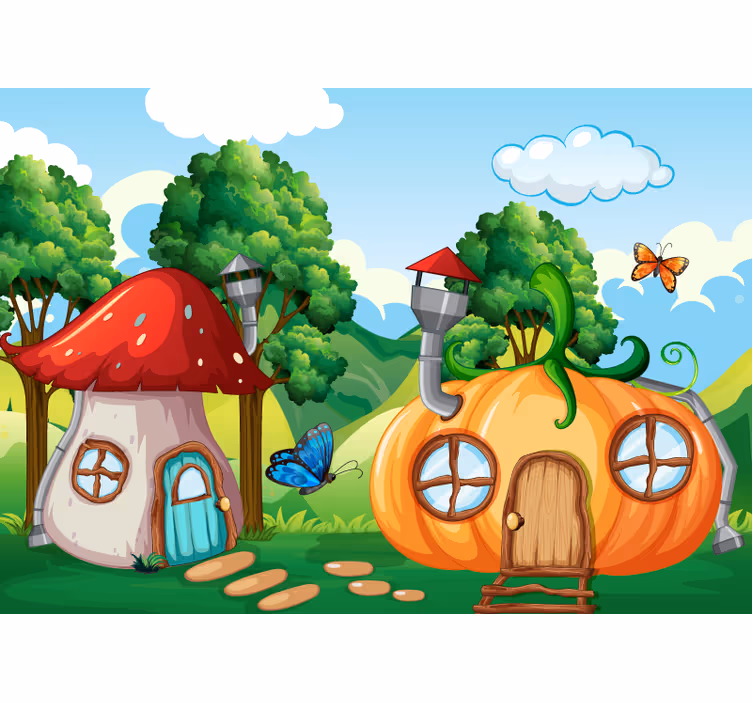 Kids roller blind fantasy forest wall mural - TenStickers