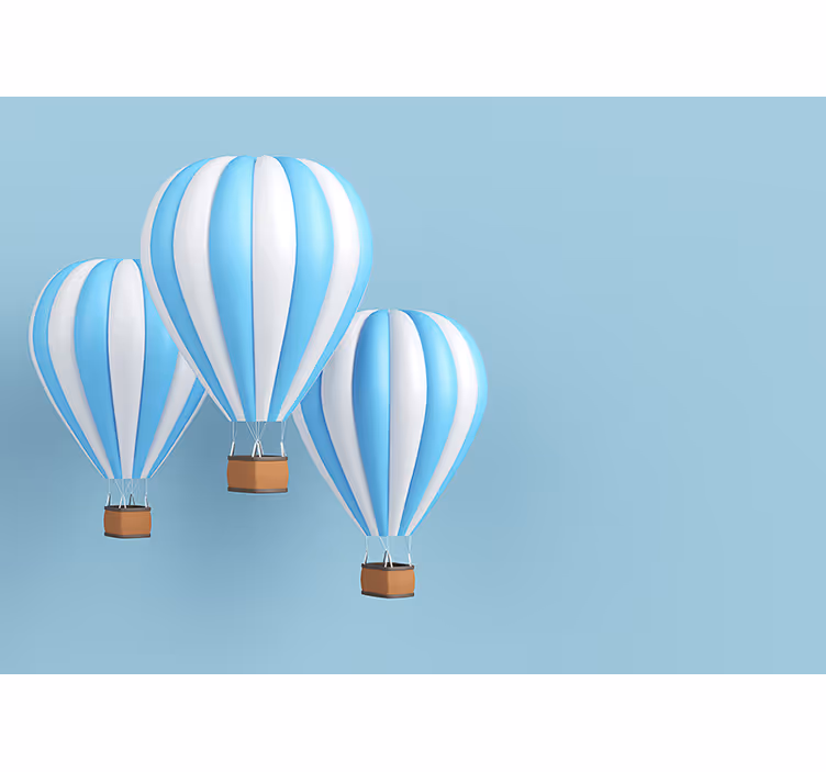 Kids roller blind hot air balloon white and blue - TenStickers