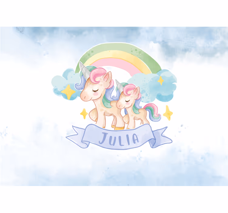 Kids roller blind featuring joyful unicorns on a rainbow - TenStickers