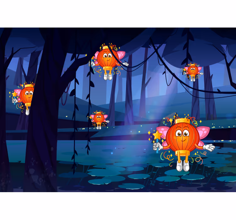 Kids roller blind fantasy forest with lanterns - TenStickers