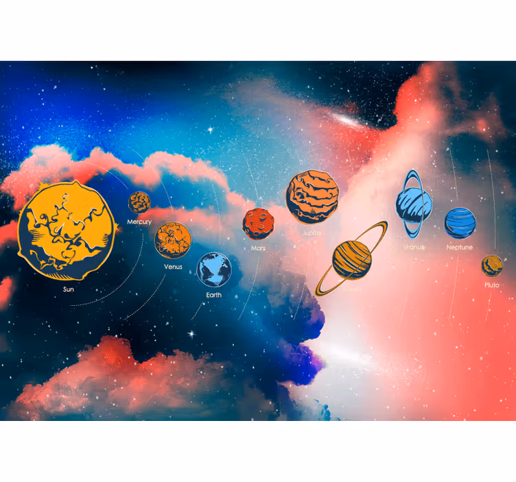 Kids roller blind solar system with planet names - TenStickers