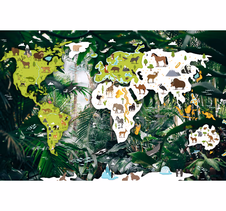 Kids roller blind safari world map design - TenStickers