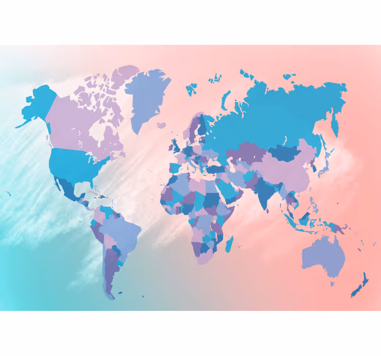 Kids roller blind pastel political world map - TenStickers