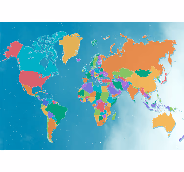 Kids roller blind featuring a colorful world map - TenStickers