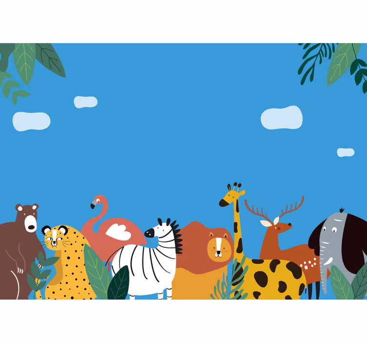 Kids roller blind featuring various animals - TenStickers