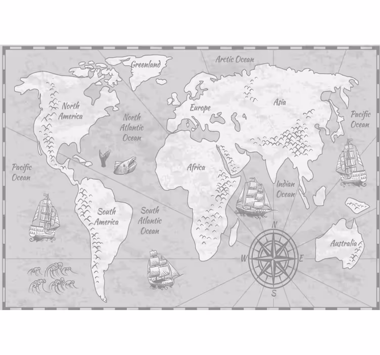 Kids roller blind pirate treasure world map - TenStickers