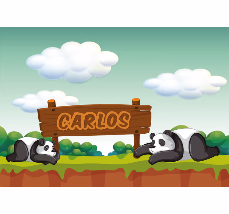 Kids roller blind panda's room personalized name - TenStickers