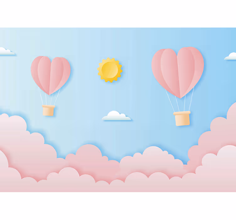 Kids roller blind with paper cut hot air balloons - TenStickers
