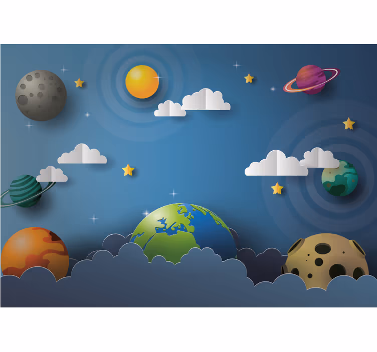 Kids roller blind cartoon planets in a row - TenStickers