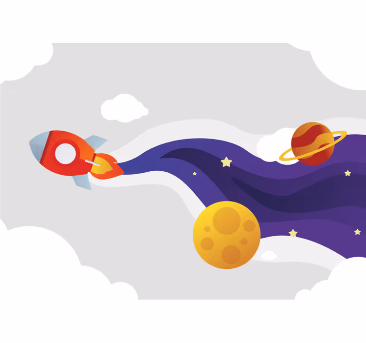 Kids roller blind cartoon rocket launching to space - TenStickers