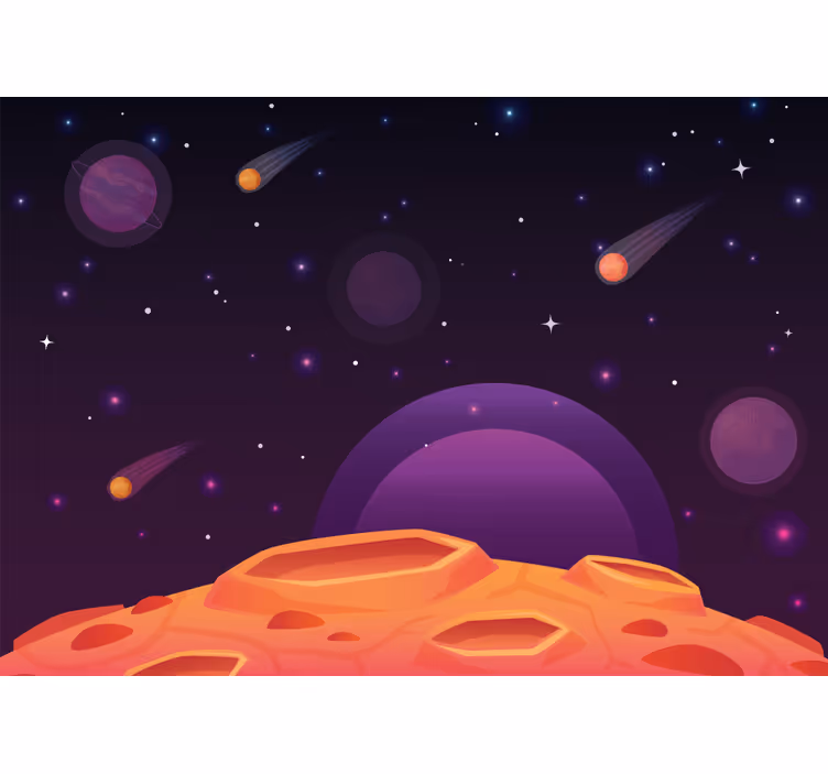 Kids roller blind cartoon half planet with planets - TenStickers
