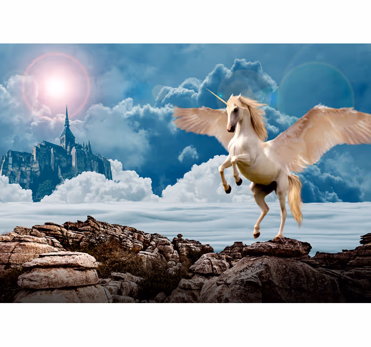 Fearless unicorn in the fog kids roller blind - TenStickers