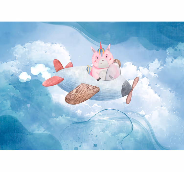 Kids roller blind flying unicorn in blue sky - TenStickers
