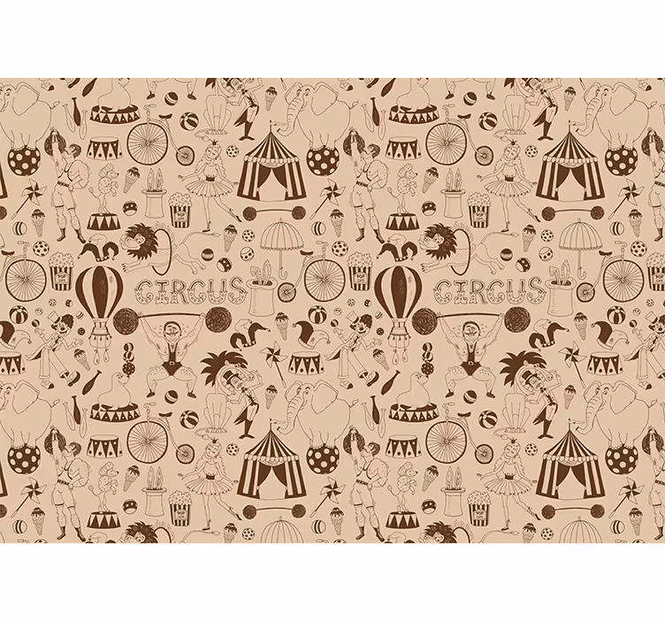 Kids roller blind retro brown circus pattern - TenStickers