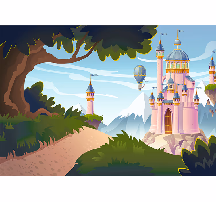 Kids roller blind pink magic castle - TenStickers