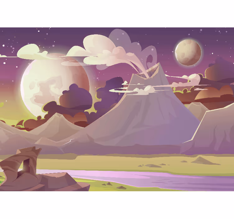 Kids roller blind alien planet with volcano design - TenStickers