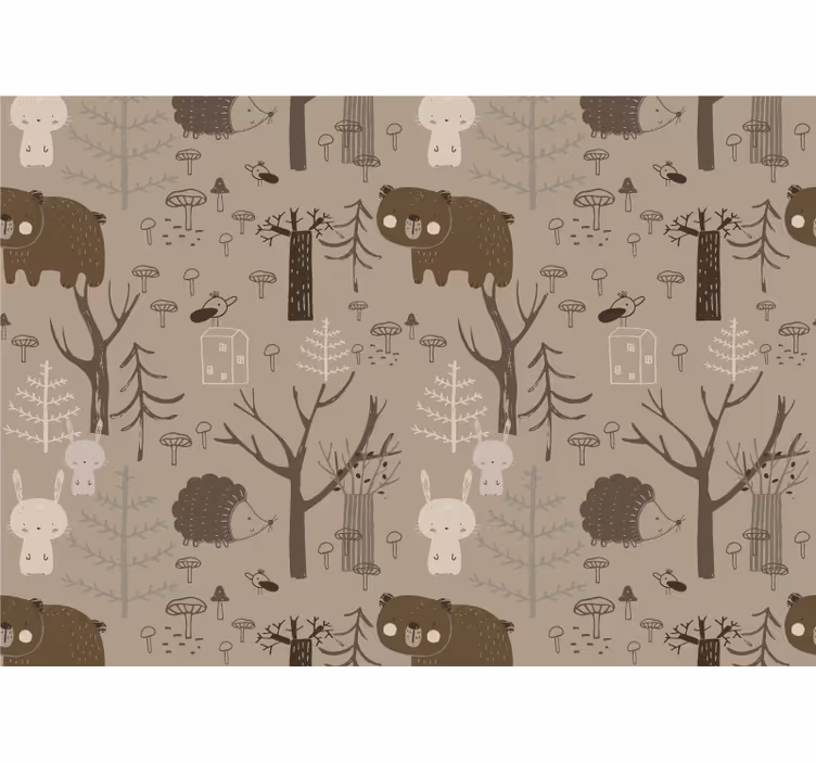 Kids roller blind scandinavian style woodland creatures - TenStickers
