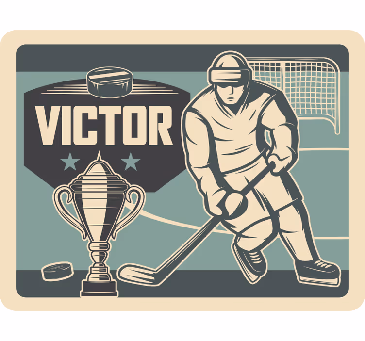 Kids roller blind hockey player with name - TenStickers
