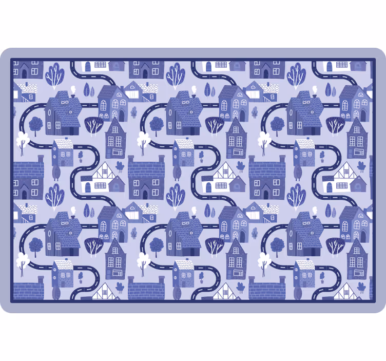Kids roller blind nordic blue village - TenStickers