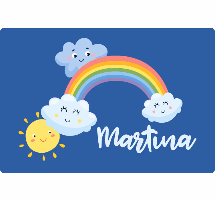 Kids roller blind clouds and rainbow with name - TenStickers