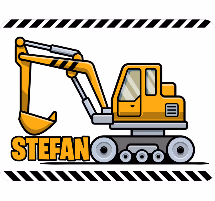 Kids roller blind yellow excavator with name - TenStickers