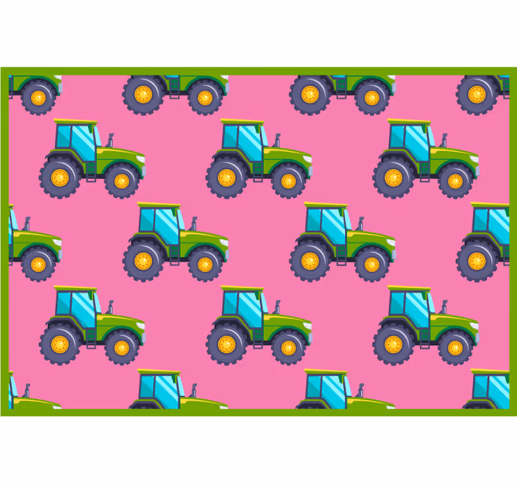 Kids roller blind pink and green tractor pattern - TenStickers