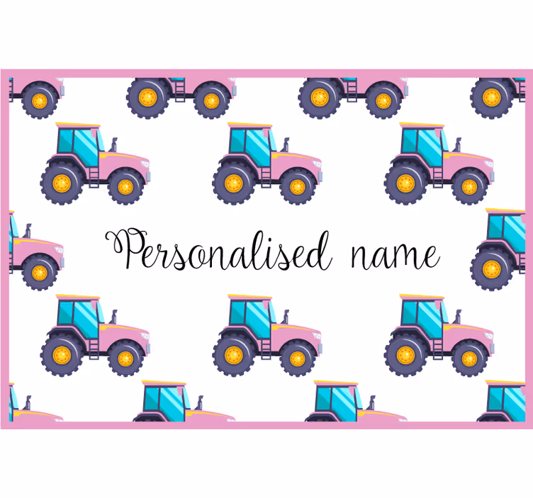 Kids roller blind pink personalized tractor - TenStickers