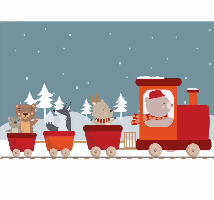 Kids roller blind featuring animals on a train - TenStickers
