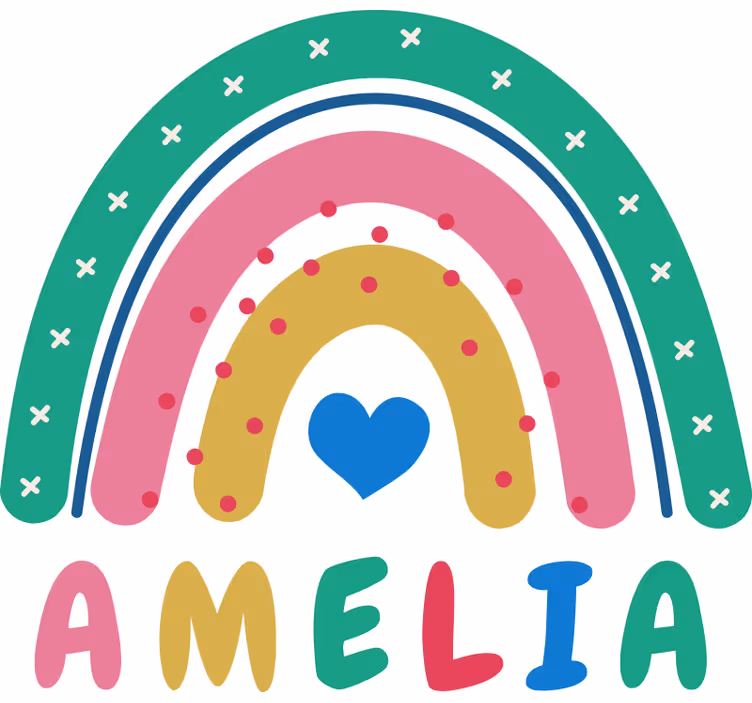 Kids roller blind with personalised heart rainbow - TenStickers