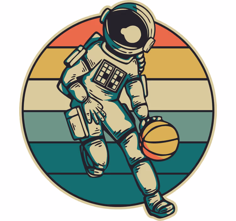 Kids roller blind vintage astronaut basketball - TenStickers
