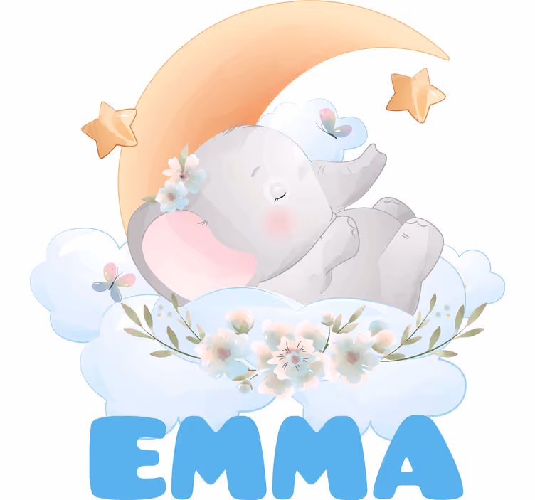 Kids roller blind cute elephant with name - TenStickers