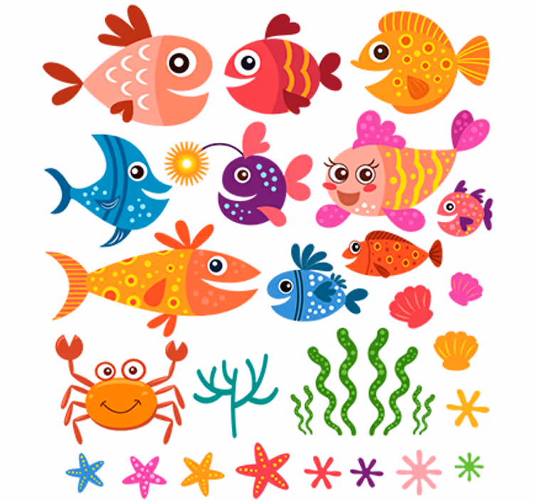 Kids roller blind with colorful baby fish design - TenStickers