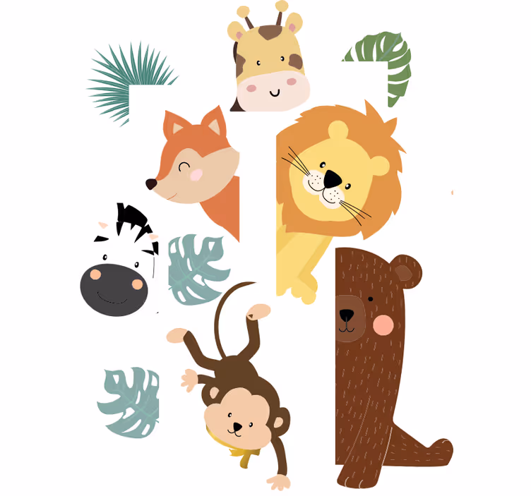 Kids roller blind animals at the door - TenStickers