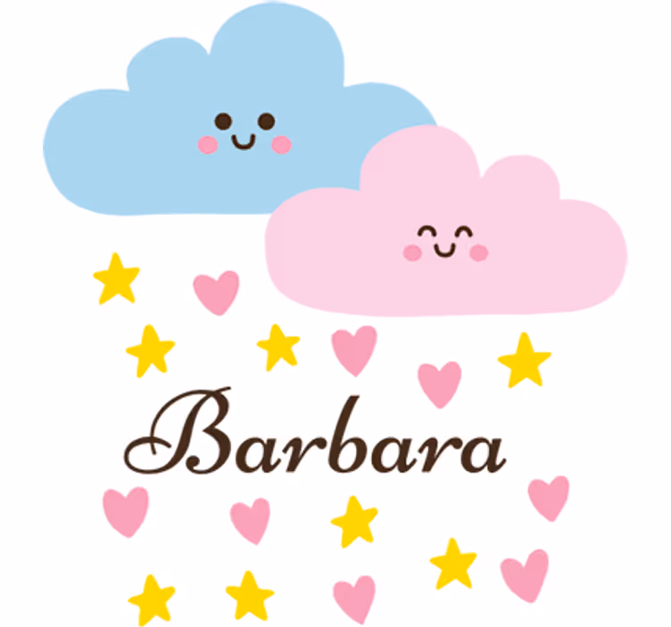 Kids roller blind blue and pink cloud with name - TenStickers