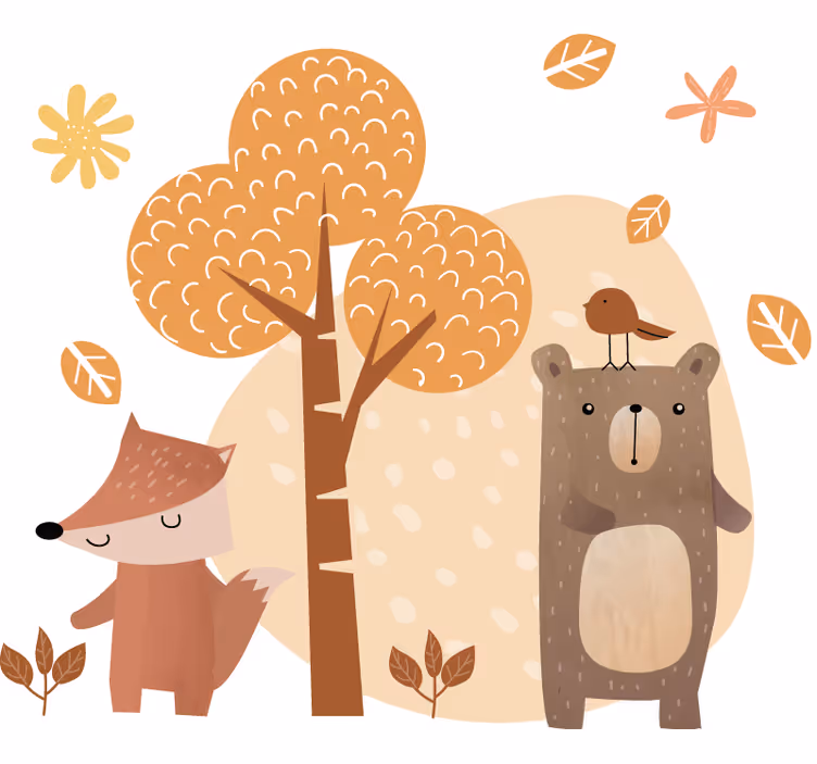 Kids roller blind animals and tree - TenStickers