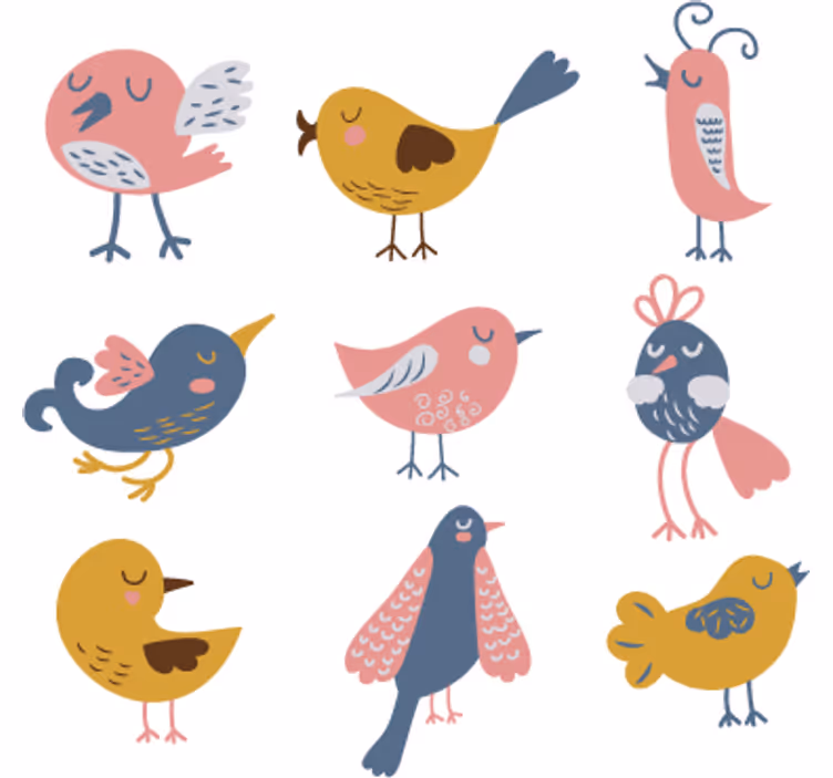 Kids roller blind nine bird sticker - TenStickers