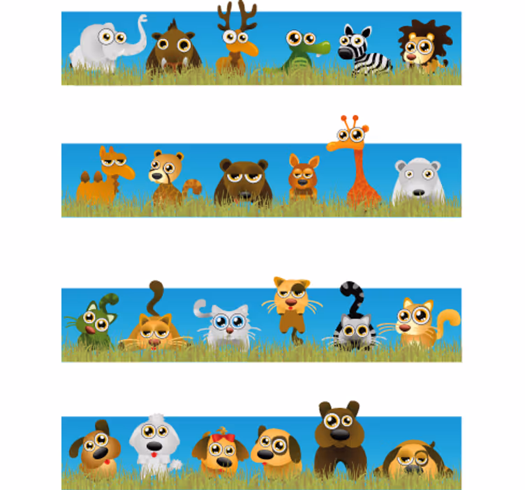 Kids roller blind stripes with animals - TenStickers