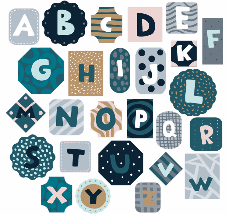 Kids roller blind with alphabet nordic style sticker - TenStickers