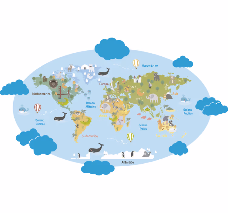 Kids roller blind world map for children - TenStickers