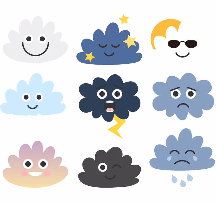 Kids roller blind cloud faces - TenStickers